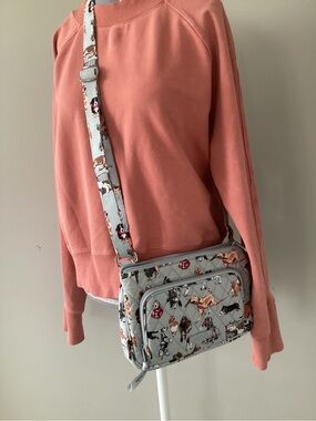 Vera Bradley Dog Show Hipster Quilted Gray Crossbody Bag with Dog Print